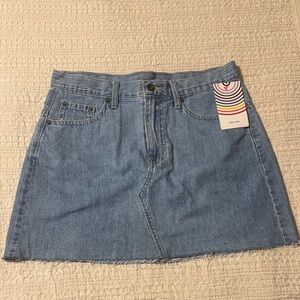Pride Adult Mid-Rise Festival Rainbow Embroidered Denim Skirt